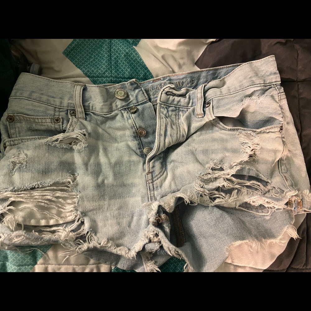american eagle button up shorts